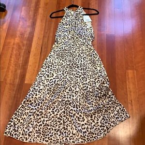 NWT H&M Satin halter dress leopard print size 4